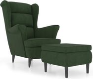 vidaXL Fauteuil met voetenbank fluweel donkergroen