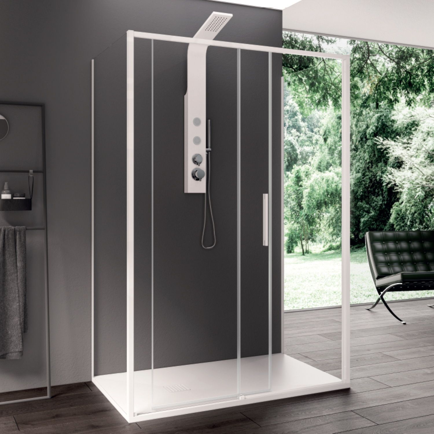 Lacus Lacus Torcello Douchecabine Aluminium Helder Glas Wit (Alle Maten x2 Zijwanden)