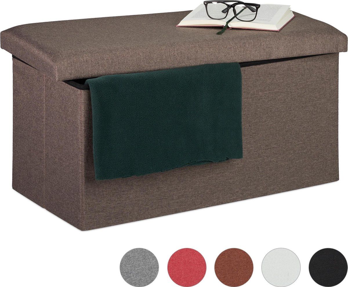 Relaxdays Hocker met opbergruimte - 84 l - Donkergrijs