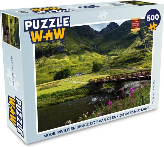 MuchoWow Puzzel rivier en bruggetje van Glen Coe in Schotland - Legpuzzel - Puzzel 500 stukjes