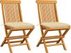 Maison Exclusive - Chaises Pliantes Avec Coussins Blanc Crème, 2 Pièces, En Bois De Teck Massif