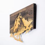 Elegant decoratief houten wandaccessoire, walnoot en goud, 38 x 58 cm
