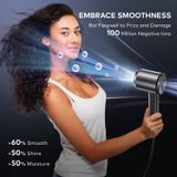 NONE Krachtige föhn met LCD-temperatuurweergave, 2400,00 W, 3 luchtstroomstanden en 4 temperatuurinstellingen, ionische föhn met magnetische bevestiging, diffuser en wandhouder.