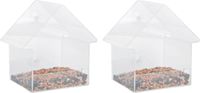 Season Deco 2x stuks kunststof vogel raamvoederhuisjes/voedersilos transparant 15 cm