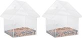 Season Deco 2x stuks kunststof vogel raamvoederhuisjes/voedersilos transparant 15 cm
