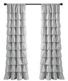 Lush Decor Lichtgrijs Raamgordijn met ruches - Shabby Chic Farmhouse Style Paneel voor woonkamer, eetkamer, slaapkamer (Eenpersoons), 84 "x 50 L