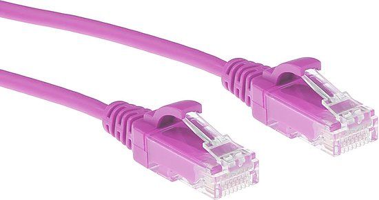 ACT Roze 2 meter LSZH U/UTP CAT6 datacenter slimline patchkabel snagless met RJ45 connectoren DC9402