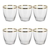 KASANOVA Set van 6 groene waterglazen 365 ml met glanzende gouden rand