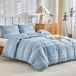 TRANKIELO® - Housse de couette 240x220cm avec 2 taies d'oreiller 65x65cm - Microfibre - Design bohème - Bleu