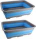 Sans marque 2x bac à vaisselle pliable gris/bleu 37 x 28 cm