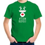 Bellatio Decorations Kerst T-shirt voor Kinderen - Team Rudolf - Groen - 110/116