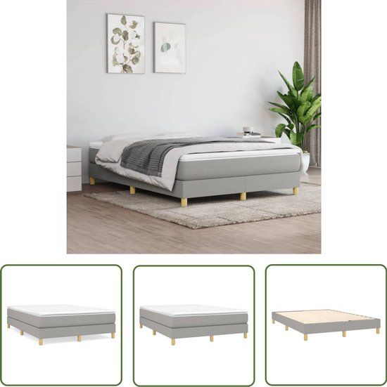 vidaXL Boxspring met matras stof lichtgrijs 140x190 cm