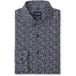 OLYMP 24/7 Luxor modern fit overhemd - tricot - donkerblauw met groen en lichtblauw dessin - Strijkvriendelijk - Boordmaat: 40 (EU maat: M)