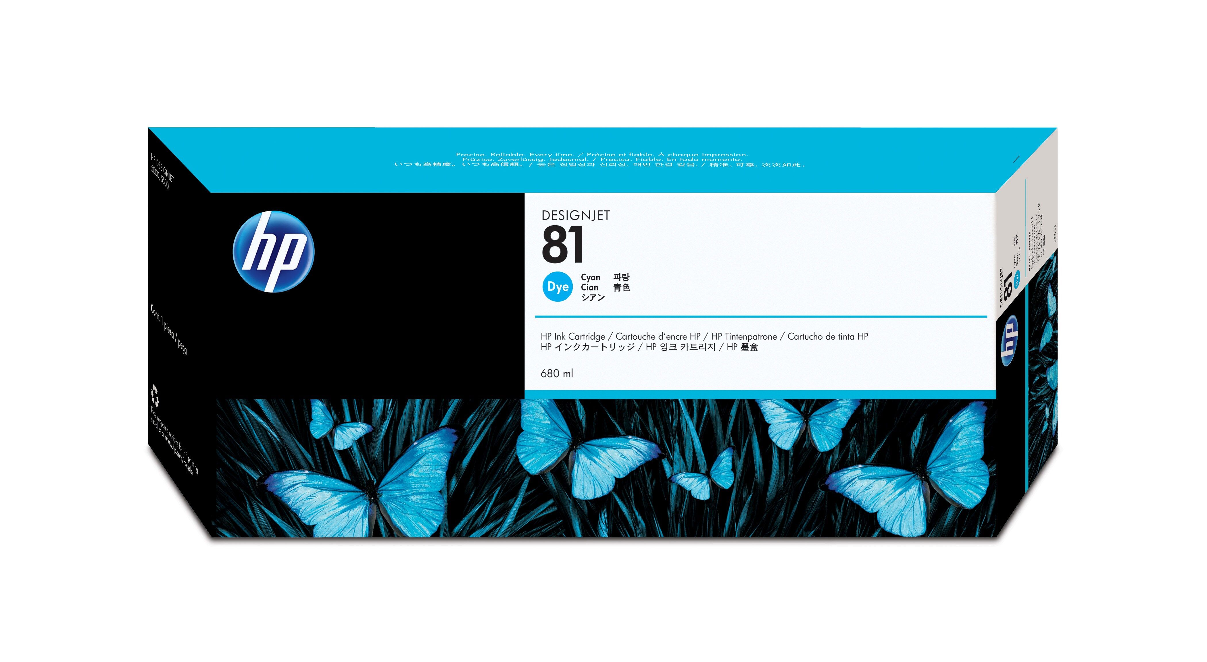 HP 81 Cyaan Inktcartridge - 680ml - C4931A