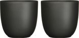 Mica Decorations Tusca Plantenpot - Zwart - D28/H25 cm - Keramiek - 2 stuks