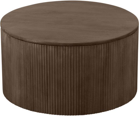 Lewis & Loft Salontafel Lonne - FSC® mangohout - Met opbergruimte - ⌀70 cm - Bruin