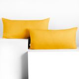 DecoKing Set van 2 kussenslopen 40 x 120 * 2 van 100% gekamd katoen met ritssluiting, kleur Geel, Amber