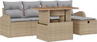 vidaXL Tuinbank Set 6-delig Beige Polyrattan