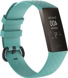 By Qubix Qubix - Compatible Fitbit bandje - Siliconen Diamant Patroon - Small - Tiffany Blauw