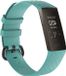 By Qubix Qubix - Compatible Fitbit bandje - Siliconen Diamant Patroon - Small - Tiffany Blauw