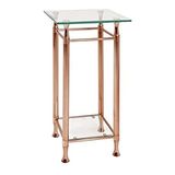 HAKU Bijzettafel koper metaal salontafel veiligheidsglas 10 mm