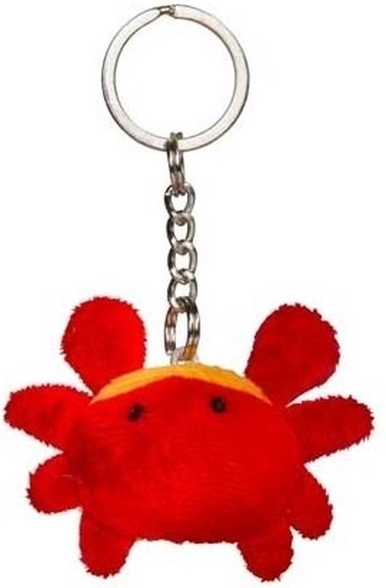 Nature Planet Pluche krab sleutelhanger knuffel 6 cm - Rood