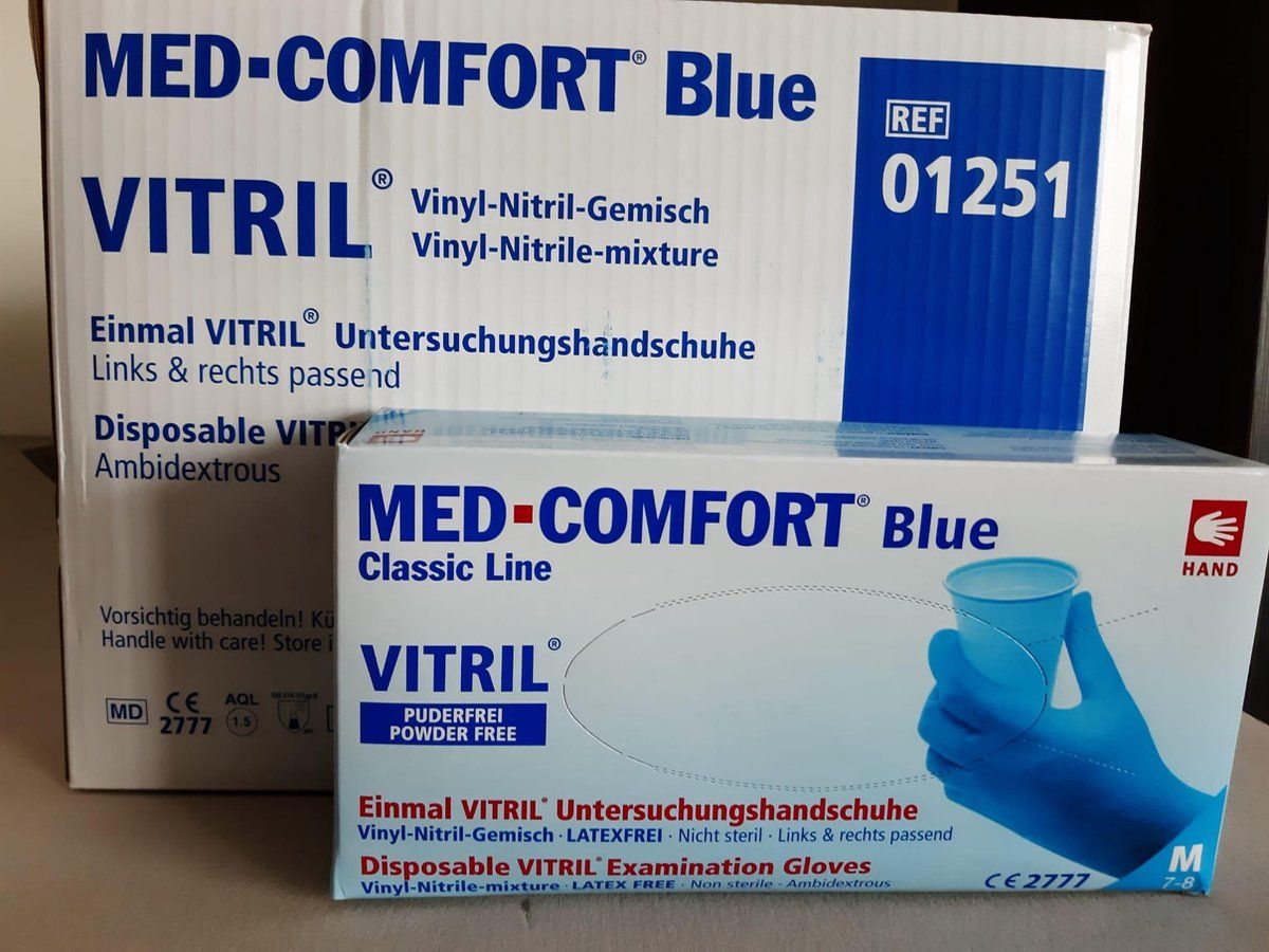 Vitril handschoenen | Maat M | Blauw | 100 stuks