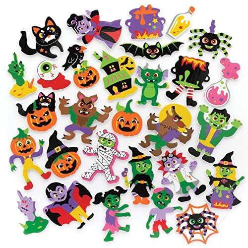 Baker Ross FE734 Halloween Foam Stickers - Pak van 200, Kinder stickers, Ideaal voor Kinder Knutselprojecten, Geweldig voor Kaarten maken en het versieren van plakboeken