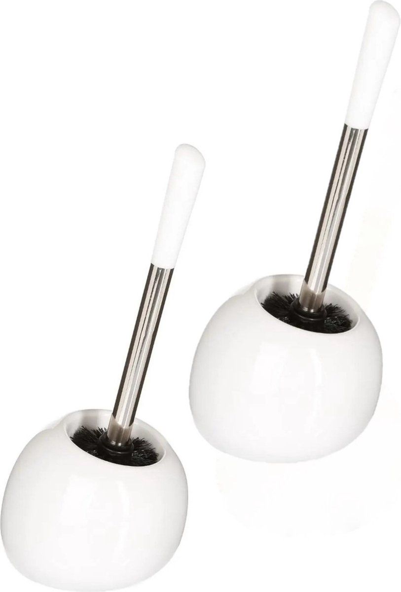 5five - Toiletborstelset - 2-delig - Wit Keramiek - 36 cm