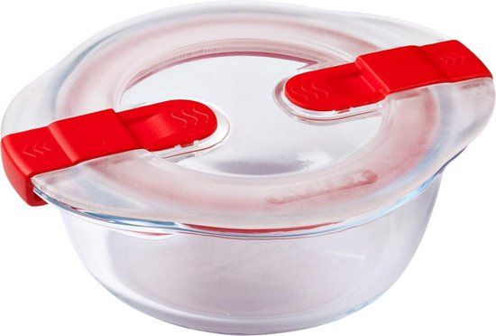 Pyrex Cook & Heat Voedselcontainer Rond met Deksel - 14 x 12cm - Glas - Transparant