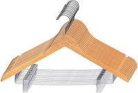 KADAX Houten hanger met metalen clips voor kleding, universele kledinghanger met anti-slip eigenschappen voor broeken, rokken, jassen, jassen (set van 12)