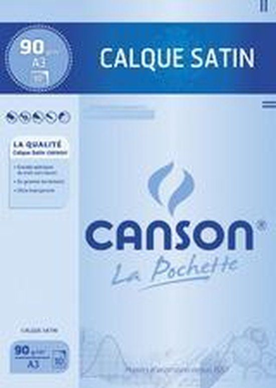 Canson Transparant Papier, Satijn, DIN A3, 90/95 g/qm, Wit, 10 Stuks