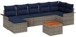 vidaXL Banc de jardin 8 pièces gris et bleu marine poly rotin