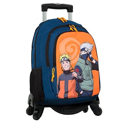 Naruto Schoolrugzak + Toybags Trolley met 4 zwenkwielen - dubbelcompartiment rugzak met voorvak - zijvakken - computerhouder en gevoerd interieur - 19 × 31 × 42 cm - Toybags