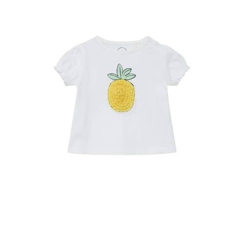 s.Oliver baby T-shirt with print white/yellow