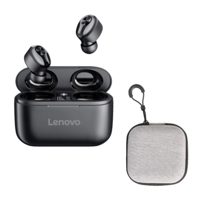 Lenovo HT18 Draadloze Oortjes met Opbergtasje en Ingebouwde Microfoon - Touch Control ANC Oordopjes TWS Bluetooth 5 0 Earphones Earbuds Oortelefoon Zwart