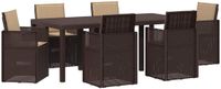 vidaXL Tuin Eettafel Set 7-delig Bruin en Taupe PP
