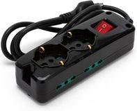 Prise italienne - 2 Schuko + 4 prises 10/16 A - Câble 1,5 m et interrupteur