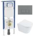 Geberit QeramiQ Dely Toiletset - 36.3x51.7cm - Diepspoel - Rimless - Geberit UP720 Inbouwreservoir - Softclose Toilet Zitting - 35mm - Bedieningsplaat Licht Grijs - Rechthoekige Knoppen - Glans Wit
