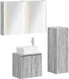 vidaXL Badkamermeubel Set 4 st Grijs Sonoma Bewerkt hout en glas