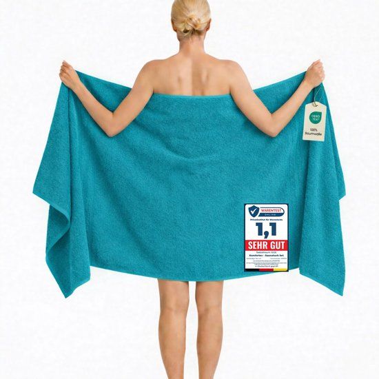 Komfortec Badhanddoek 100x200 cm van 100% Katoen, XXL Saunahanddoek, Grote Douchehanddoek, Zacht & Absorberend, Turquoise