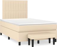 vidaXL Boxspring met matras stof crèmekleurig 120x190 cm