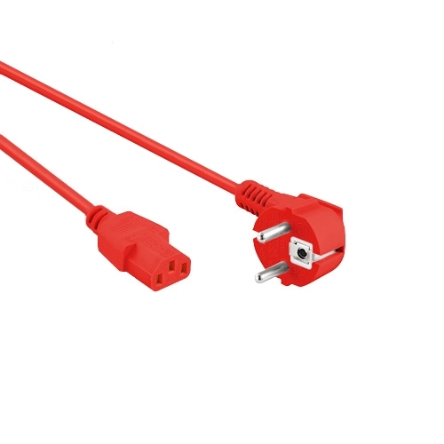 EECONN Netsnoer, Schuko Haaks - C13, 3x 0.75mm², Rood, 1.8m