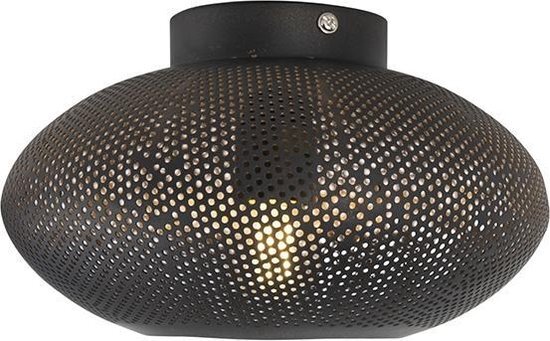 QAZQA Oosterse plafondlamp zwart met goud 25 cm - Radiance