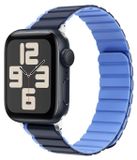 Wigento Apple Watch SE 2023 44mm tweekleurig magnetisch polsband blauw