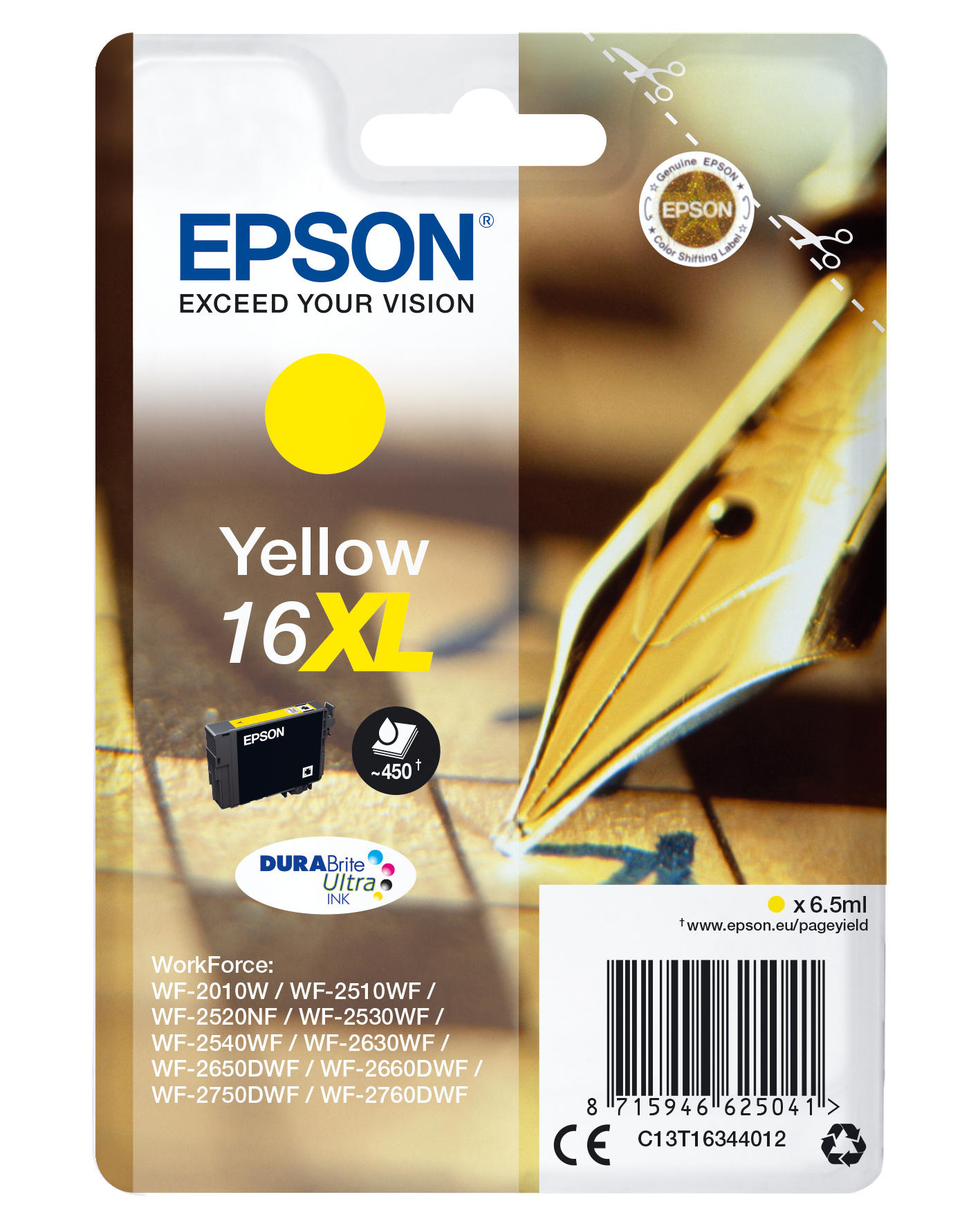 Epson Pen and crossword Singlepack Yellow 16XL DURABrite Ultra Ink single pack / geel