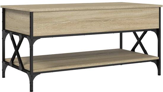 vidaXL Salontafel 100x50x50 cm bewerkt hout en metaal sonoma eiken