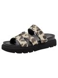 Tamaris Dames Muiltjes Sleehak Wit Synthetisch Panterprint Maat 41