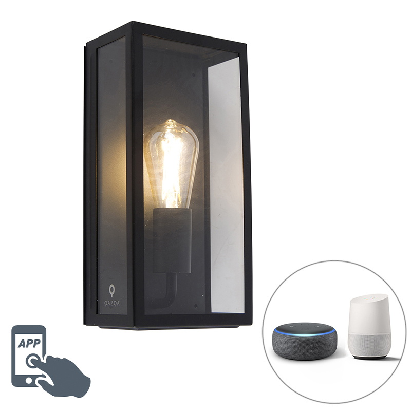 QAZQA Smart buitenwandlamp zwart IP44 incl. Wifi ST64 - Rotterdam