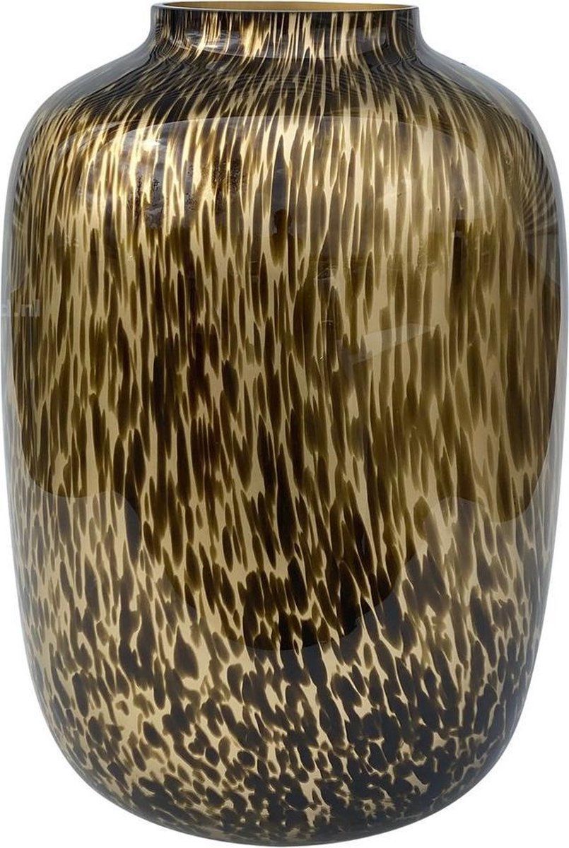 Vase the World Artic Cheetah Vaas - Goud - Glas - Zwart/Bruin
